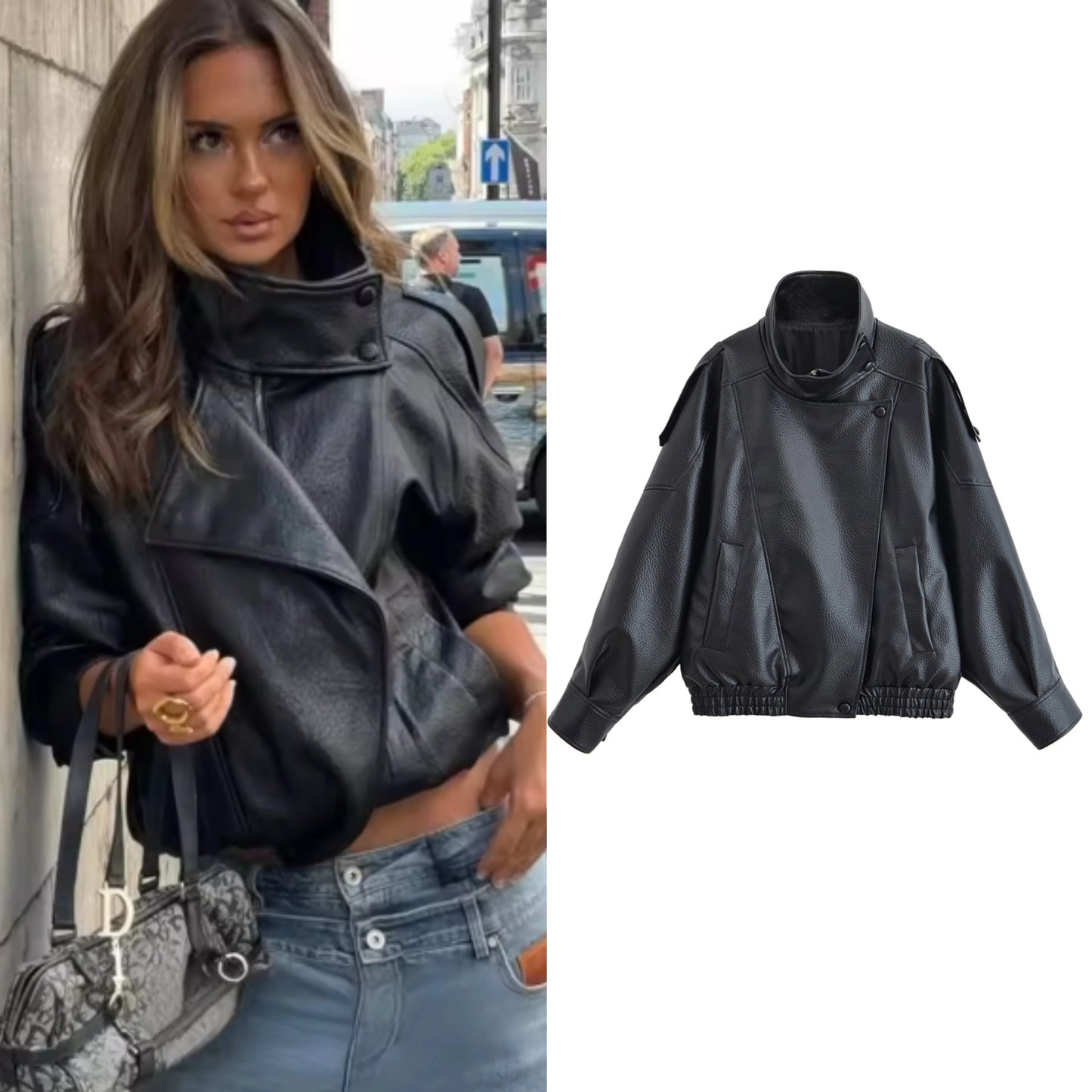 Pebble Faux Leather Jacket